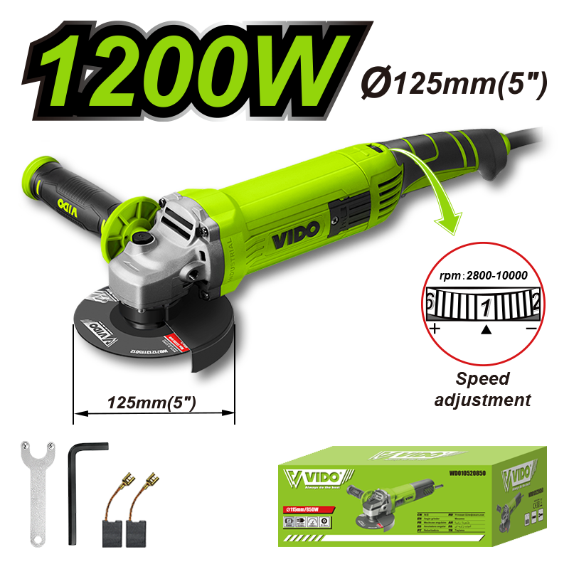 1200W 125mm Angle Grinder With Variable Speed