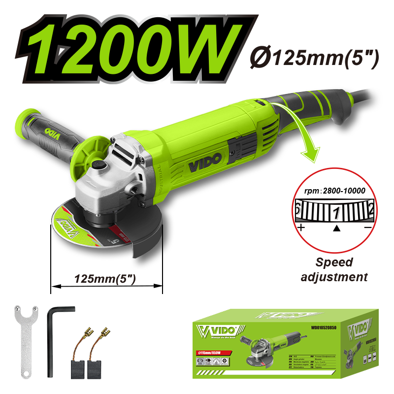 1200W 125mm Angle Grinder With Variable Speed